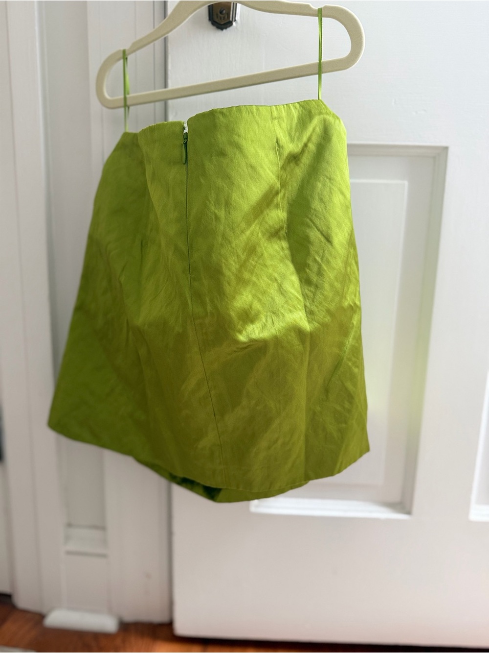 J. Crew Collection Chartreuse Green Jeweled Satin Mini Skirt - Picture 7 of 9